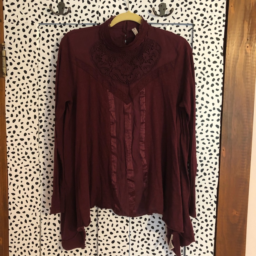 Free People mock neck top with last details